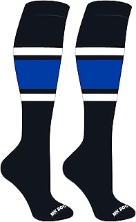 MK Socks OTC - Calcetines de béisbol, softbol, fútbol (B) negro, blanco, real